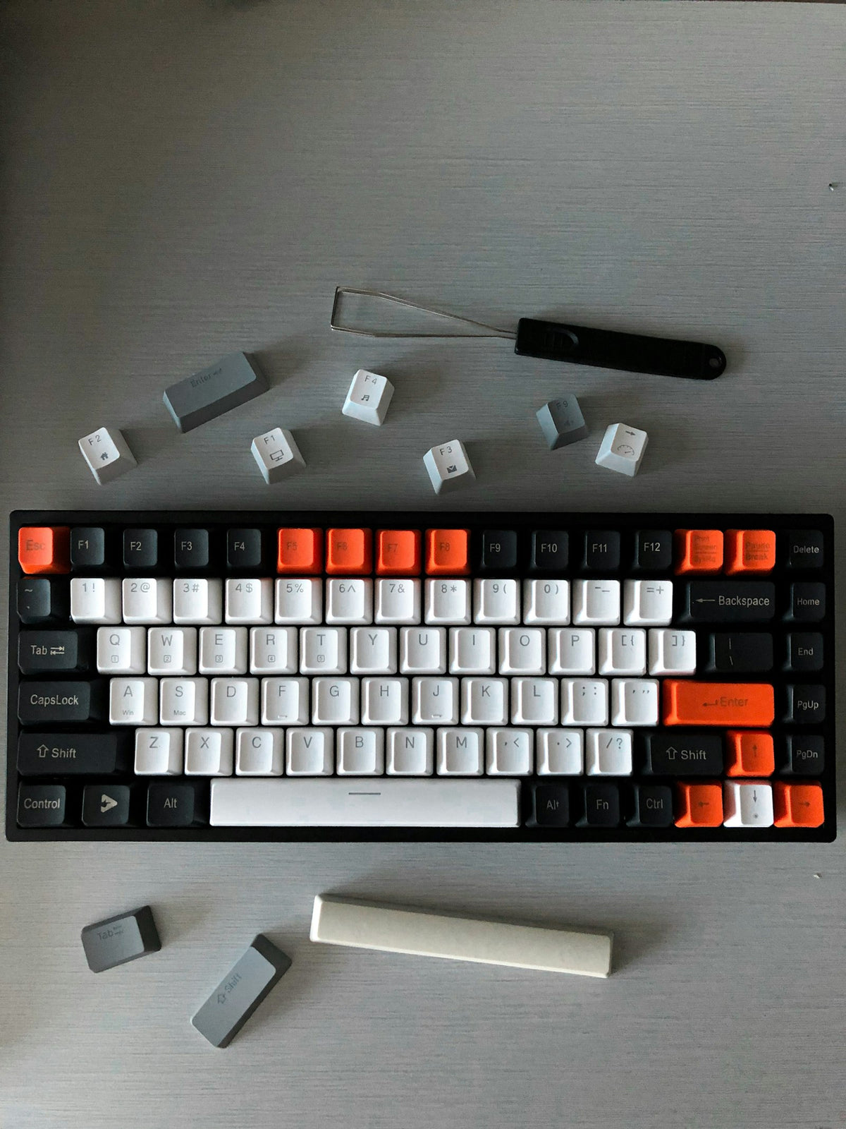 Nimbus keyboard close-up of PBT keycaps